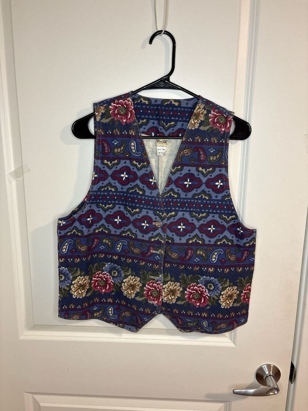 VTG Vivaldi Jeanswear Floral & Paisley Southwestern Tapestry Vest M GrandpaUSA